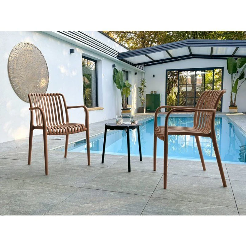 Lot de 2 fauteuils de jardin - CITY GARDEN - Tiago-FT - Empilable - Terracotta