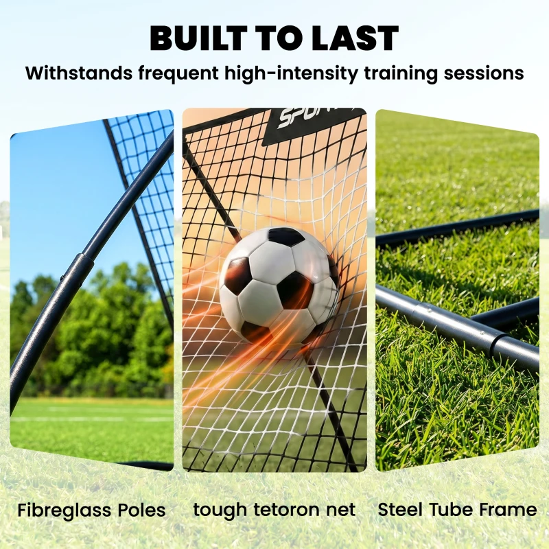 SPORTNOW Football Rebounder Net, Portable Kickback Football Rebounder Net with Carry Bag and Ground Stakes