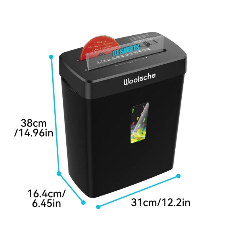 10-Blatt-Querschnitt-Aktenvernichter in kommerzieller Qualität – P-4 Security, extrem leiser Betrieb | 5 Min. Laufzeit zerkleinert Papier/CDs/Karten | Ausziehbarer Abfalleimer mit 3,43 Gallonen Fassungsvermögen für Büros und kleine Unternehmen