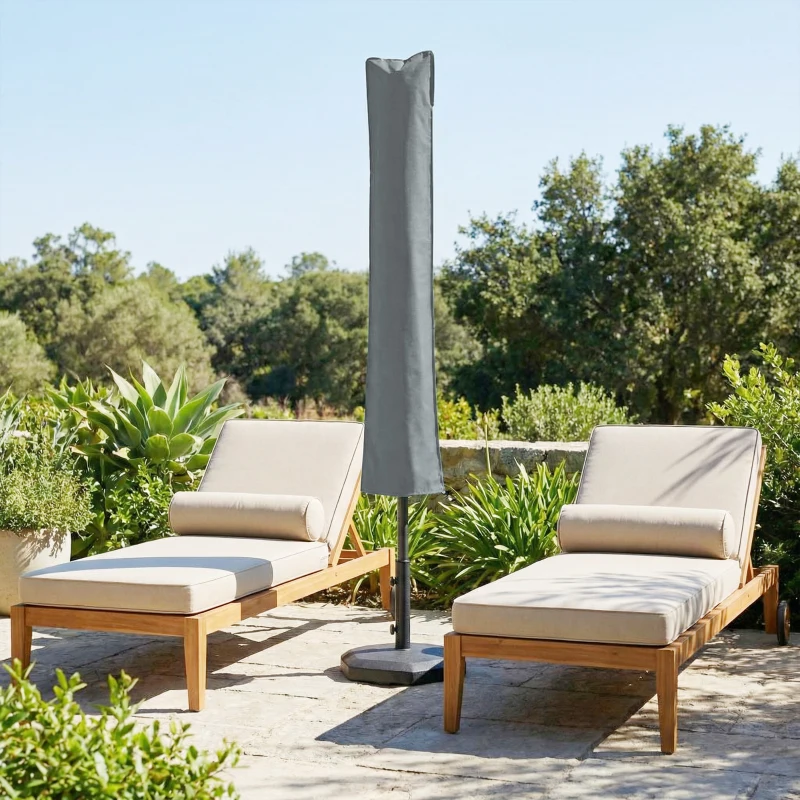 Outsunny Copertura per Ombrellone Impermeabile, Custodia Copri Ombrellone con Cerniera e Laccio, Grigio