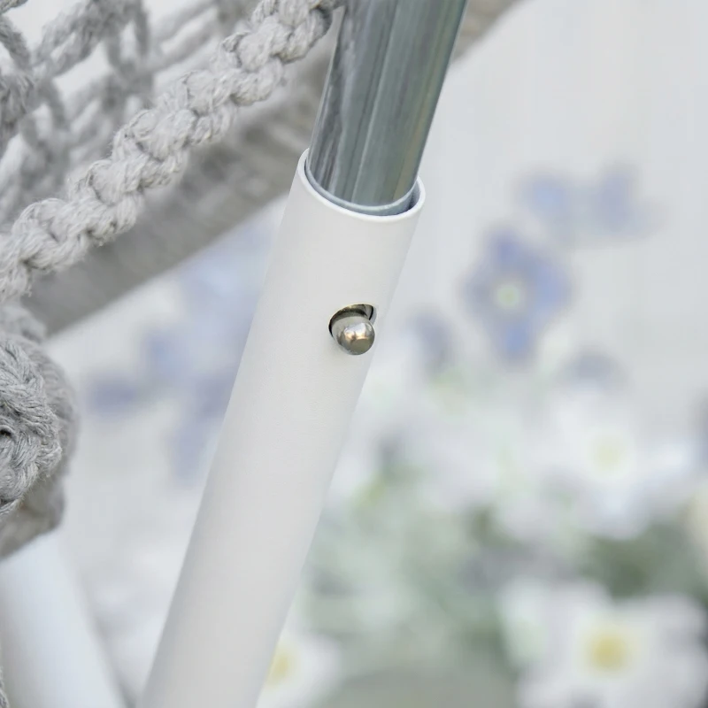 Outsunny Loveuse fauteuil rond de jardin fauteuil lune papasan pliable grand confort macramé coton polyester gris