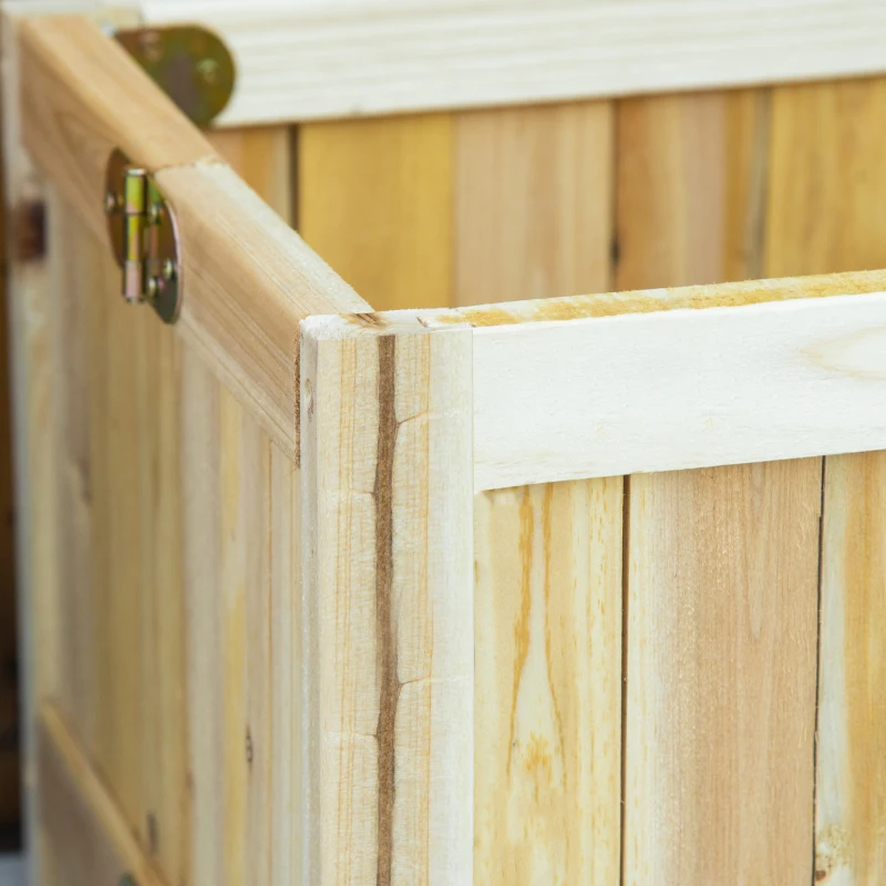 Outsunny Folding Raised Planter Flower Box dim. 70L x 30l x 25H cm Wood Slat-Style Body Pre-oiled Spruce