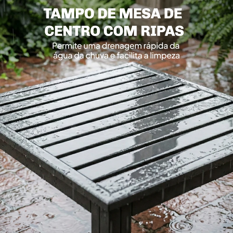 Outsunny Conjunto de Jardim Exterior com Almofadas, 2 Sofás de 2 Lugares com Reposabráços Ajustáveis e Mesa de Centro, Cinzento