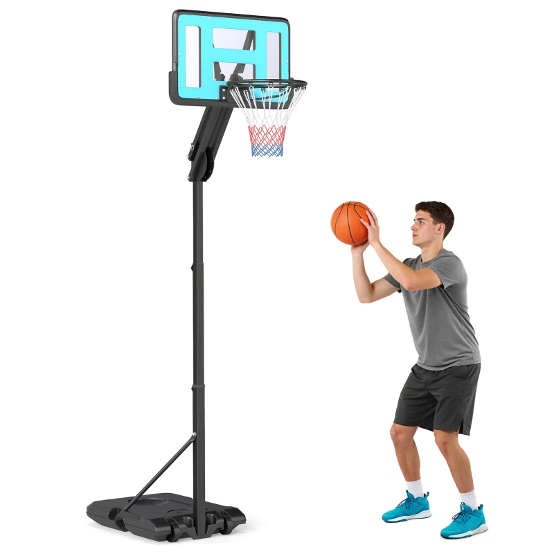 SPORTNOW Canestro Basket da Esterno Regolabile da 146-236 cm con Ruote e Base Riempibile, Nero