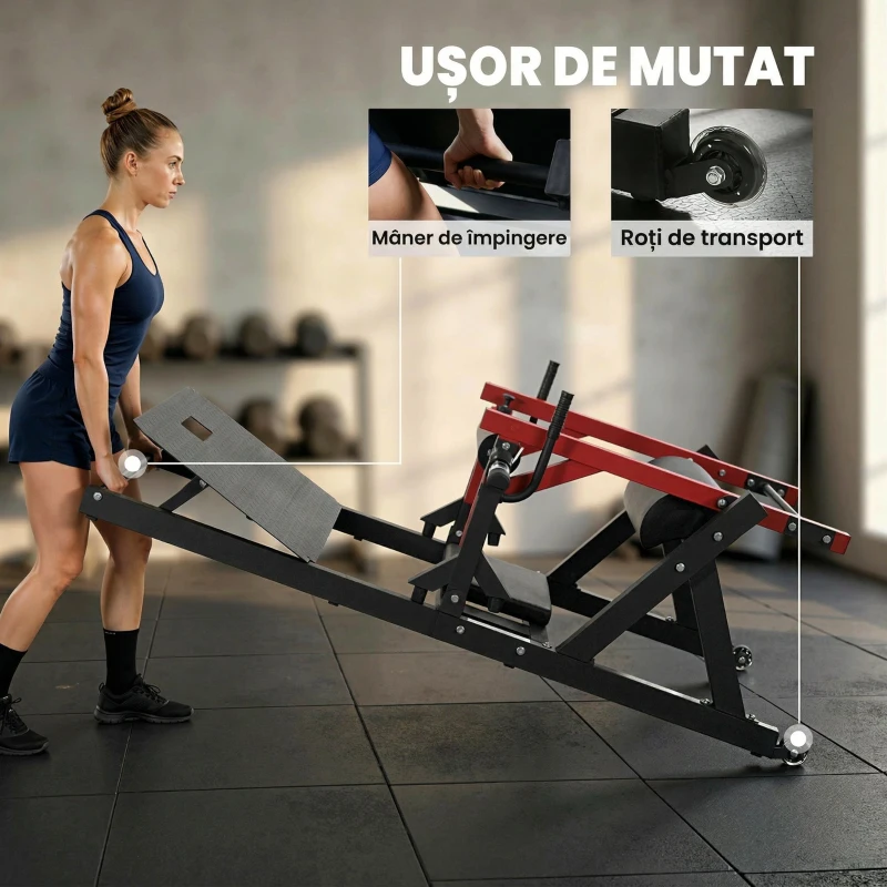 SPORTNOW Aparat Hip Thrust, Aparat Fesieri cu Suport pentru Greutăți, Platformă Reglabilă, Perne, Trainer Multifuncțional pentru Fesieri cu Roți, Capacitate 270 kg, Antrenament Fesieri și Abdominali Acasă