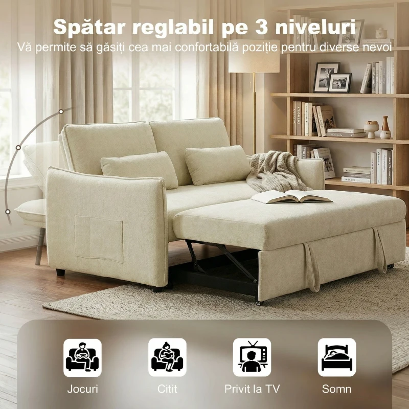 HOMCOM 2 colțar extensibil saltea pregătit transformabil