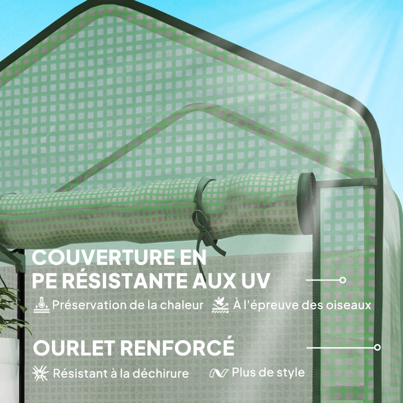 Outsunny Serre de jardin Serre 5 niveaux avec 1 porte enroulable, Bâche en PE Renforcée Résistante dim. 90L x 49l x 193H cm
