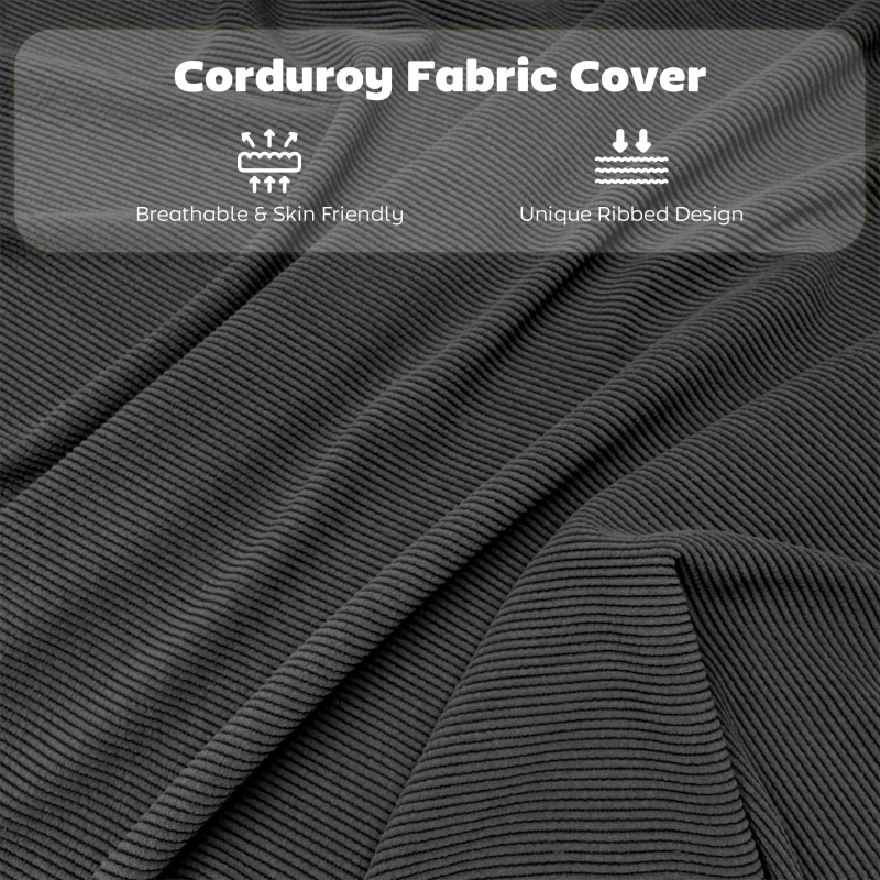 HOMCOM Set of Four Folding Corduroy Seat Chairs - Dark Grey