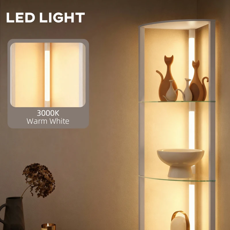 HOMCOM LED Floor Lamp with Shelves, Dimmable Standing Lamp with Foot Switch for Living Room, Bedroom, Grey