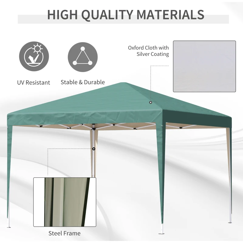 Outsunny 3 x 3M Pop Up Gazebo, Height Adjustable, Garden Marquee Party Tent Wedding Canopy Shelter with Carrying Bag, Green(m-4)