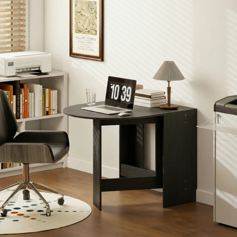 HOMCOM Mesa de Cocina Plegable con Alas Abatibles Mesa de Cocina Plegable de Forma Ovalada Estilo Moderno 163x80x75 cm Negro