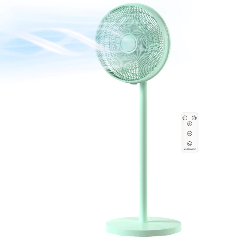 HOMCOM 40 cm Standing Fan, Cooling Floor Fan with 80° Oscillating, Adjustable Tilt and Height, 4 Speed, Remote Control, Green