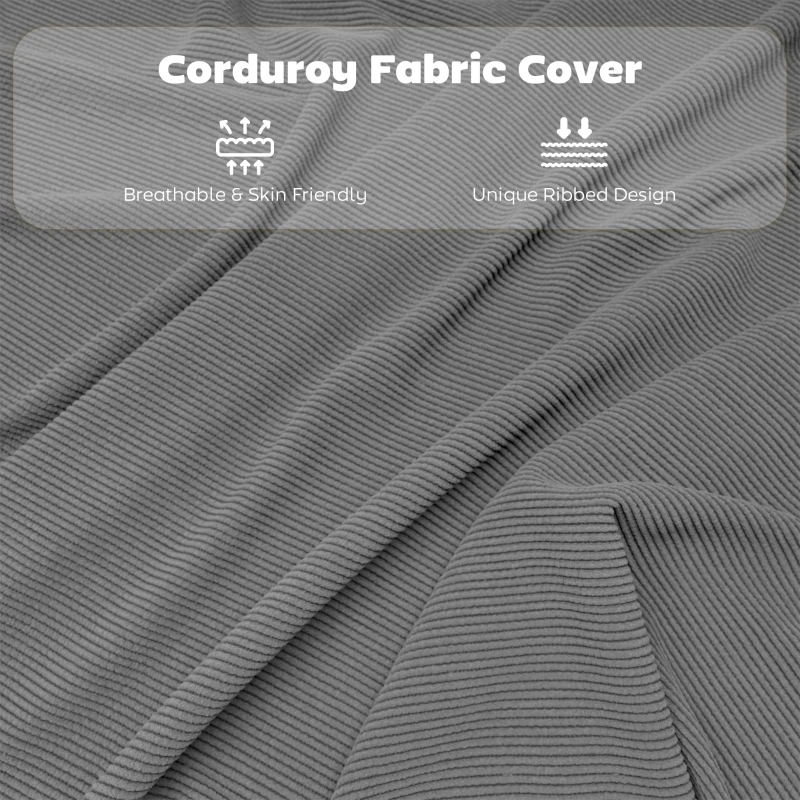 HOMCOM Set of Four Folding Corduroy Seat Chairs - Grey