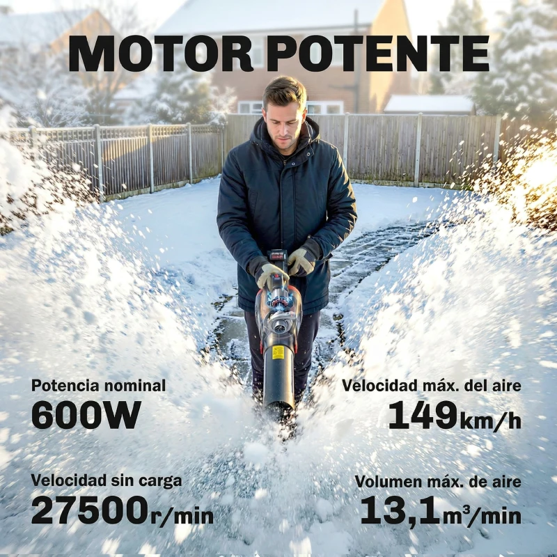 Outsunny Soplador de Hojas Sin Cable 18V con 2 Baterías de 4.0Ah y Cargador Motor sin Escobillas 600W 3 Velocidades Negro