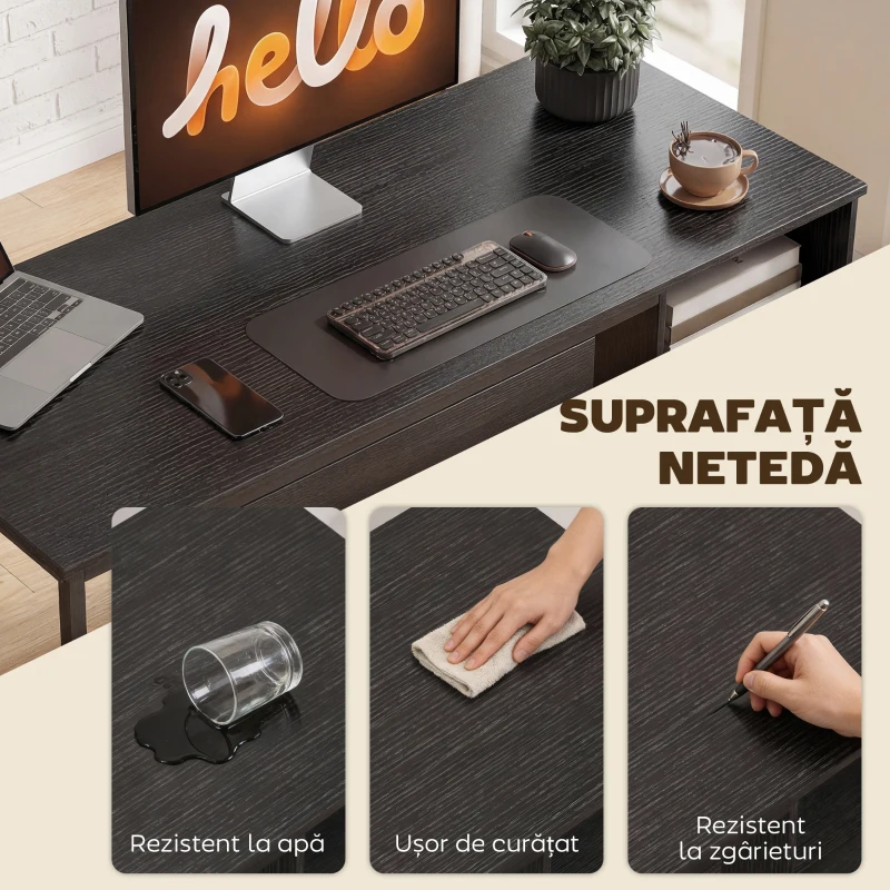 HOMCOM Birou de Economisire a Spațiului, Masă pentru Computer, 120x52,3 cm, Negru