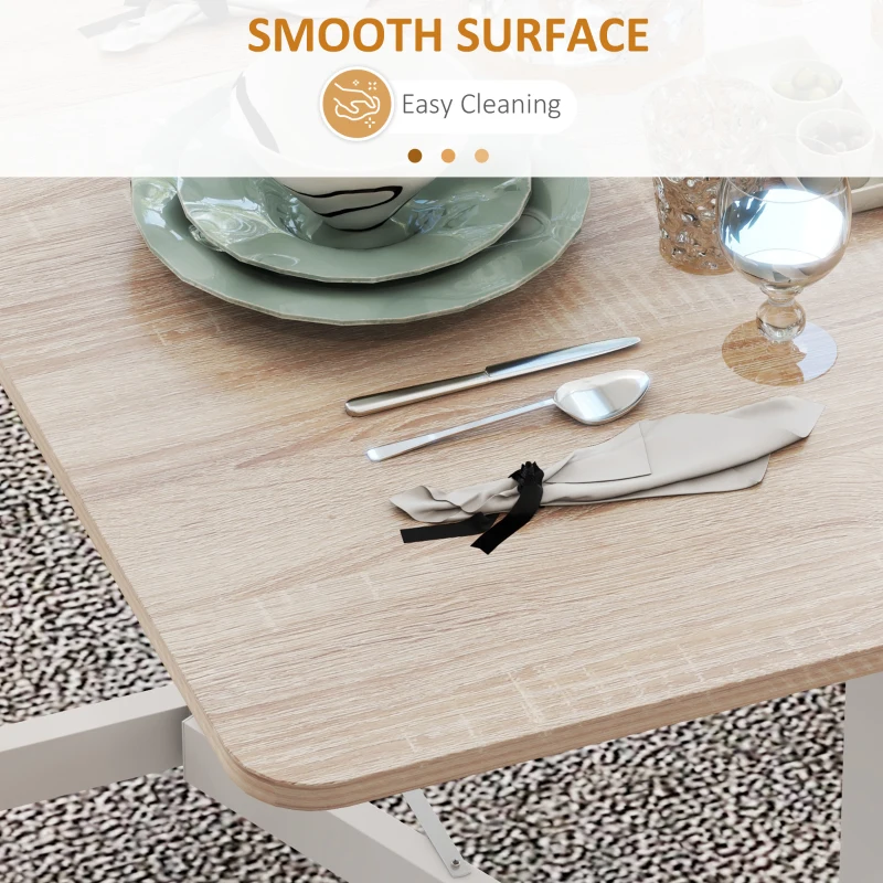 HOMCOM Masă Modernă Pliabilă cu 2 Extensii și Roți, din PAL și Oțel, 120x80x73cm, Maro(m-12)