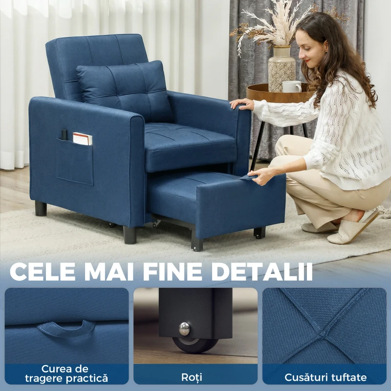HOMCOM Fotoliu transformabil și reclinabil