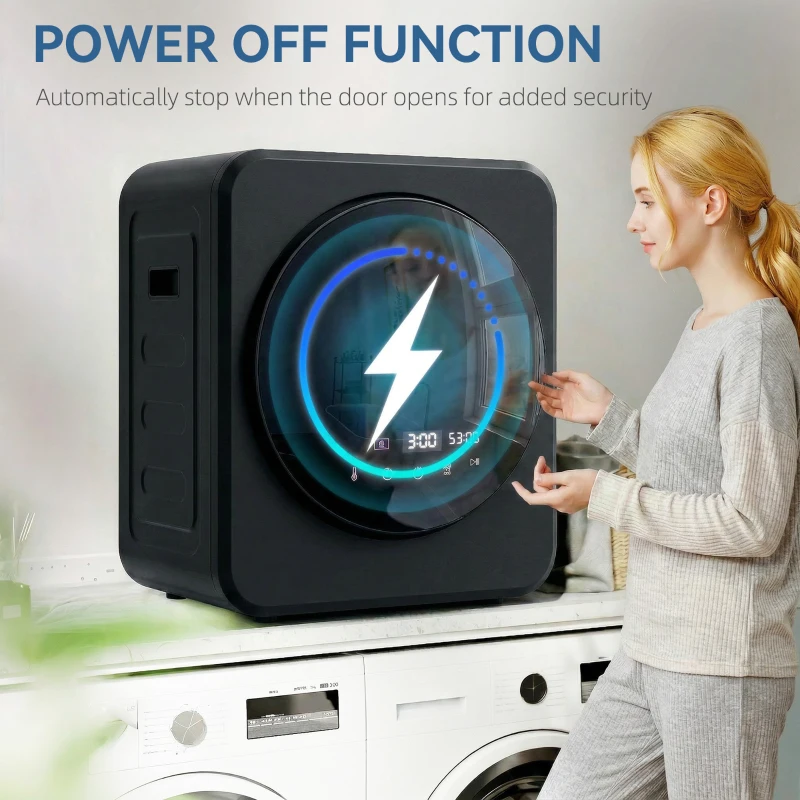 HOMCOM Vented Tumble Dryer, 4 kg Front Tumble Dryer with Stainless Steel Tub, 800W Compact Freestanding Black