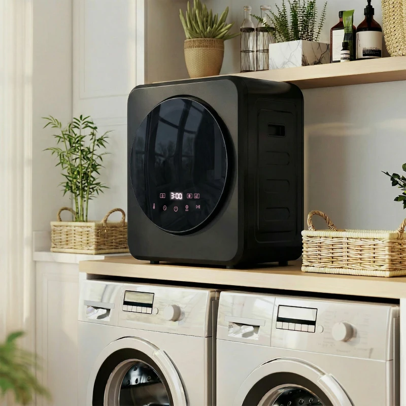 HOMCOM Vented Tumble Dryer, 4 kg Front Tumble Dryer with Stainless Steel Tub, 800W Compact Freestanding Black