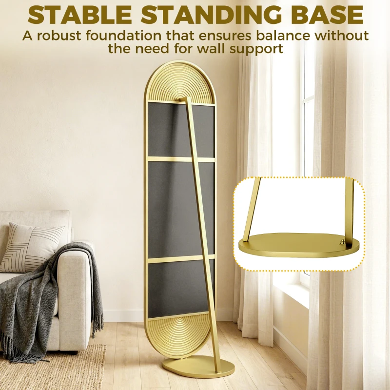 HOMCOM 50 x 161 cm Wavy Full Length Mirror, Free Standing Mirror with Metal Frame and Solid Base, Gold Tone