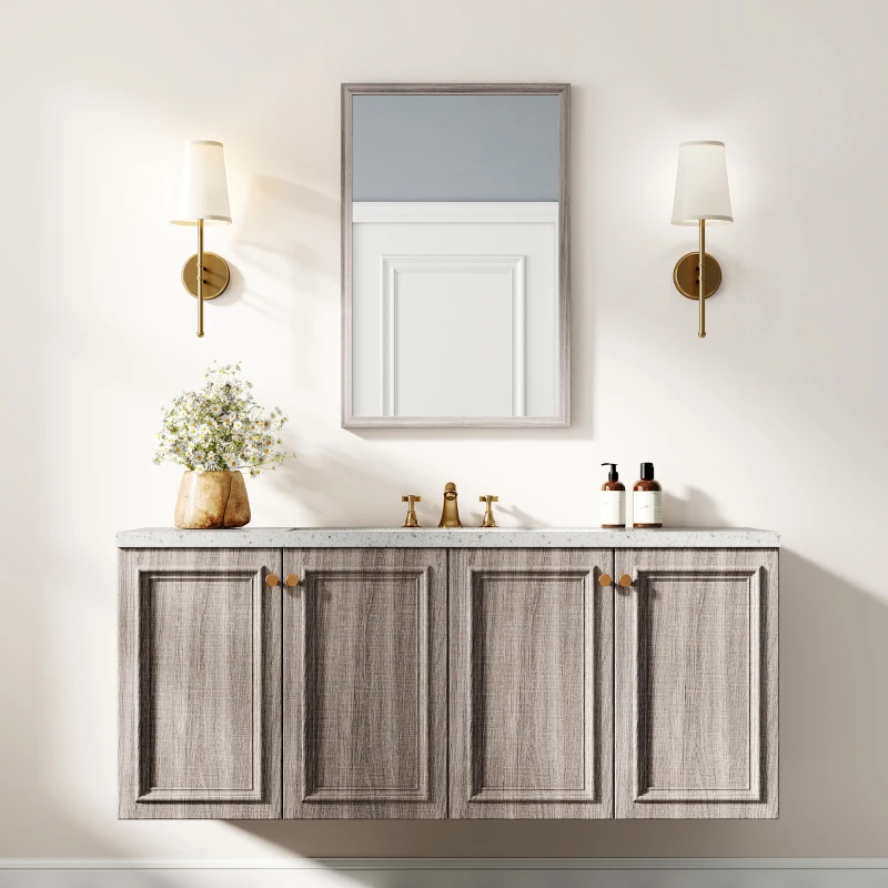 HOMCOM Wall Bathroom Mirror, 40 x 60 cm Wall-Mounted Mirror for Living Room, Bedroom, Hallway, Grey