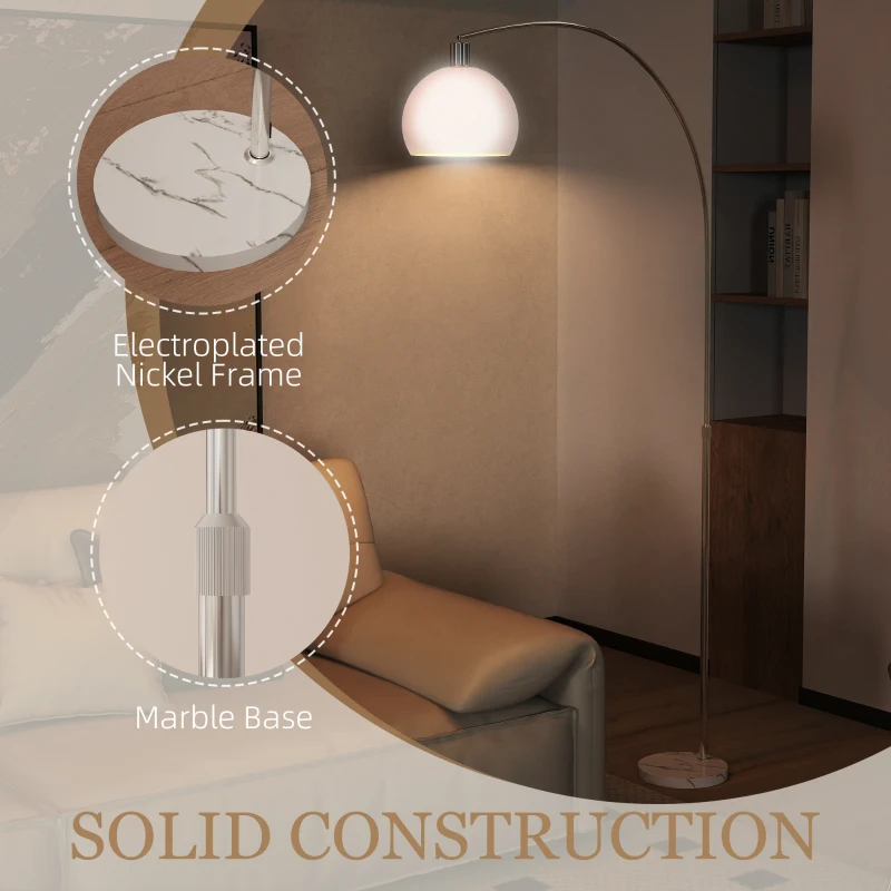 HOMCOM Floor Lamp for Living Room, Modern Standing Lamp with Shade & Foot Switch for Bedroom, Office, White