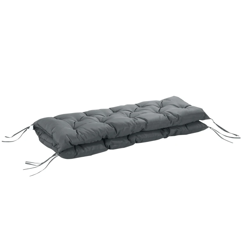Outsunny Garden Bench Cushion - 2 Seater Swing Chair Cushion, Seat Pad with Ties for Indoor and Outdoor Use, 110 x 120 cm, Dark Grey