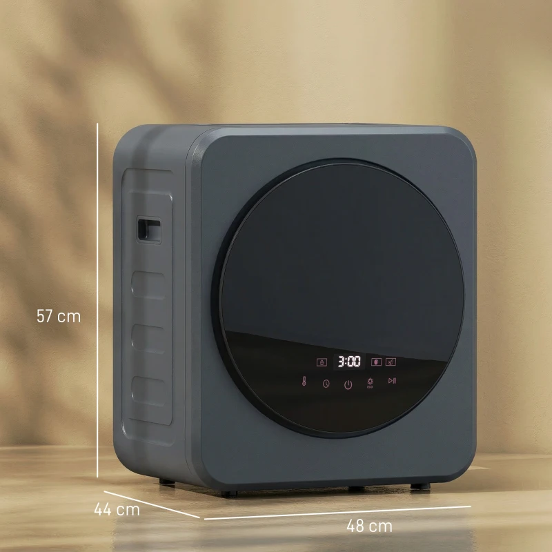 HOMCOM Vented Tumble Dryer, 4kg Front Tumble Dryer with Stainless Steel Tub, 800W Compact Freestanding Grey