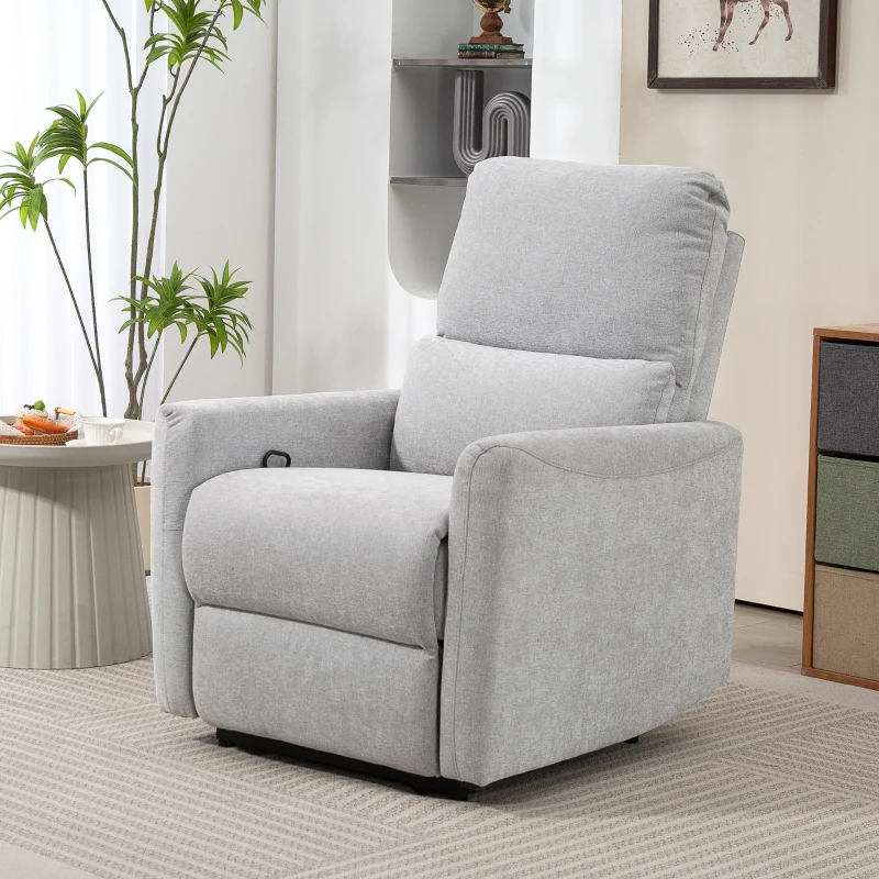 HOMCOM Fauteuil inclinable fauteuil relax manuel dossier et repose-pieds réglables, assise rembourré, tissu en lin, gris