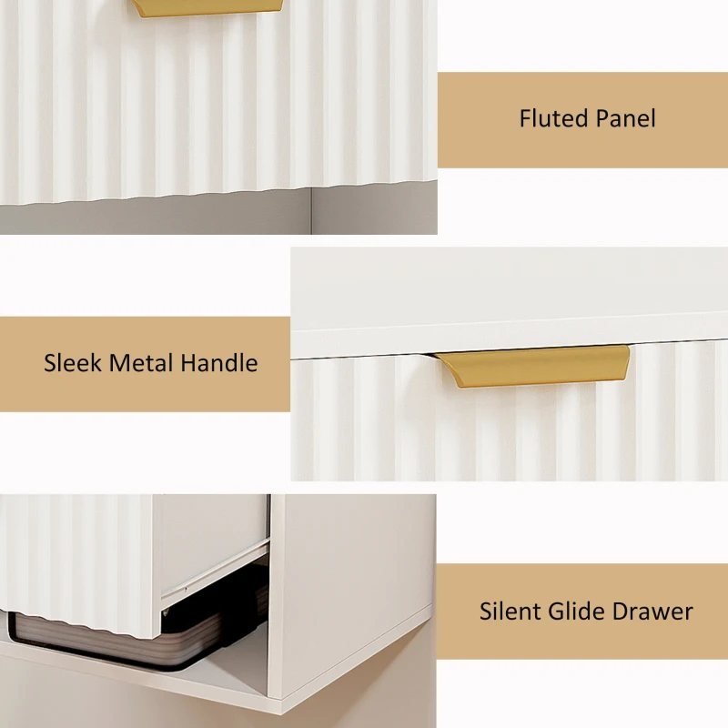 HOMCOM Floating Nightstands Set of 2, Modern Wall Mounted Bedside Tables, White