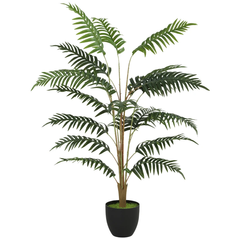 HOMCOM Artificial Fern Topiary Tree, Realistic Artificial Plant in Cement Pot, Fake Plant, 120cm