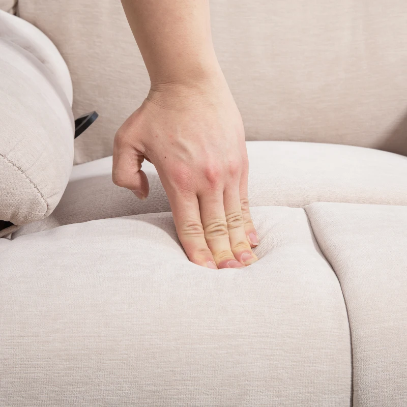 HOMCOM Poltrona Reclinabile con Poggiapiedi, Massaggio e Riscaldamento con 5 Programmi e 8 Punti Vibranti, Beige