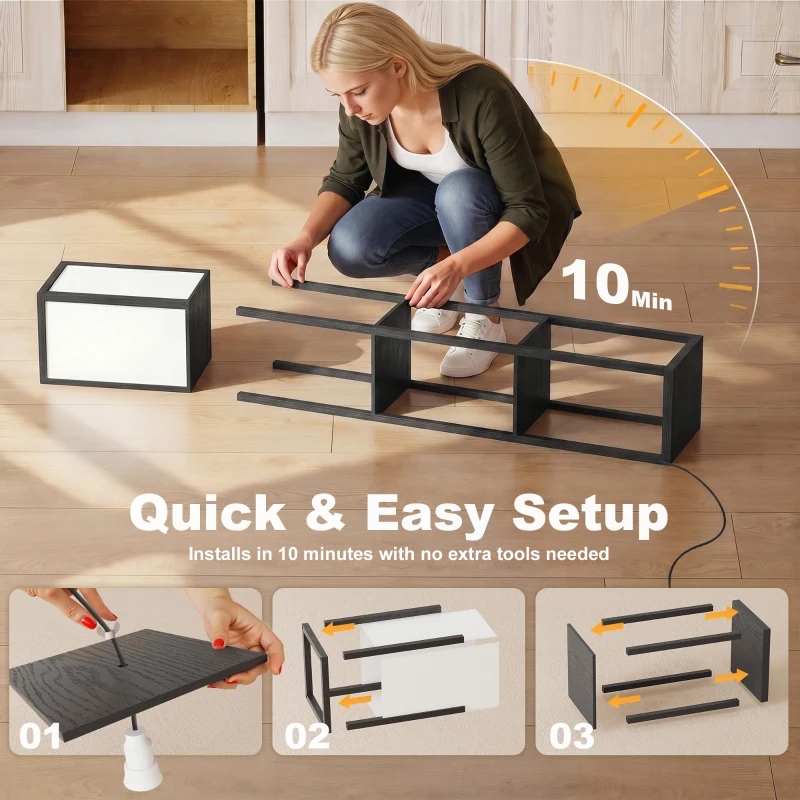 HOMCOM Floor Lamp with Shelves, 3 Layer Column Modern Standing Lamp for Living Room, Bedroom, Office, Bulb not Included, Black