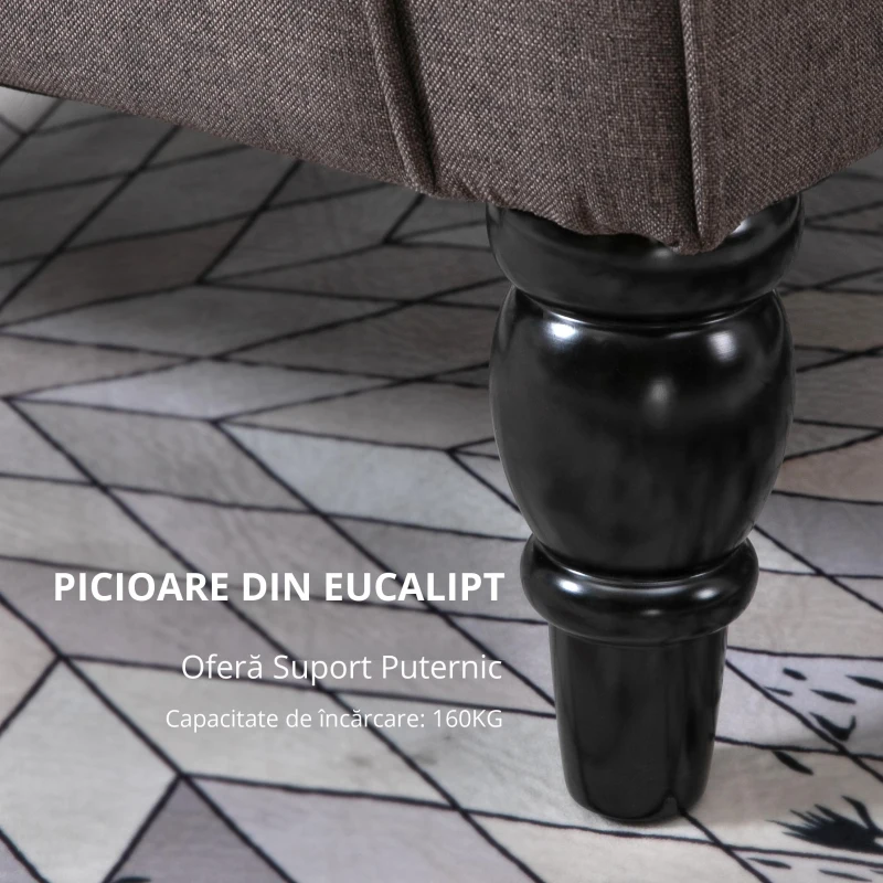 Homcom Fotoliu Francez Maro – 74×86×102 cm, Lemn & Perne Detasabile