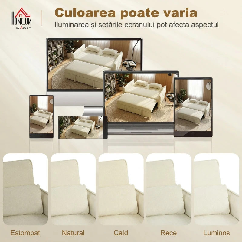 HOMCOM 2 colțar extensibil saltea pregătit transformabil