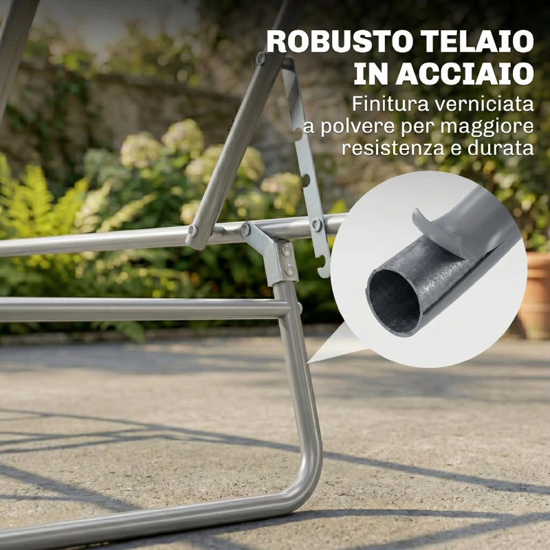 Outsunny Lettino Prendisole da Giardino Pieghevole e Regolabile con Tettuccio in Tessuto Nero, 187x58x50 cm