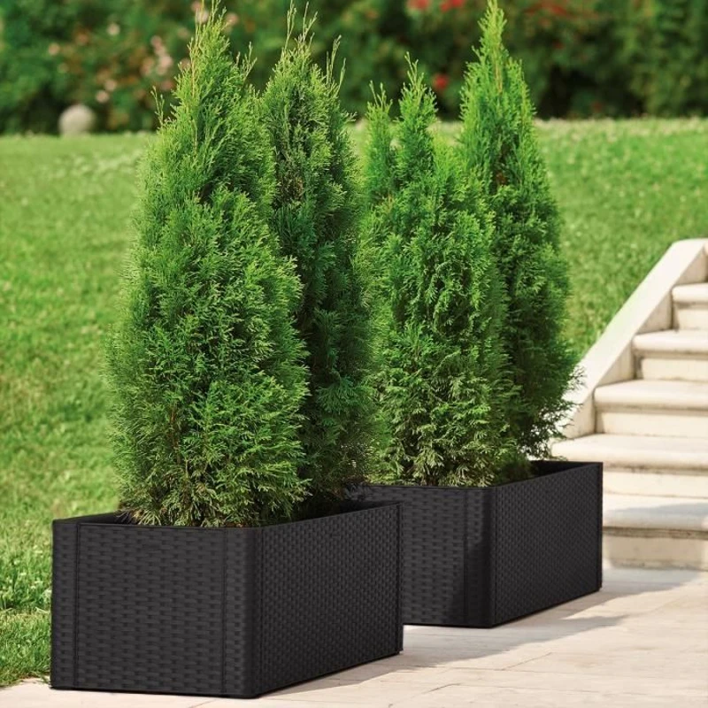 STEFANPLAST Bac a fleurs/Jardiniere rectangulaire NATURAL DELUX - 100x43xH33cm - 90 + 6,5L dans la réserve - Anthracite