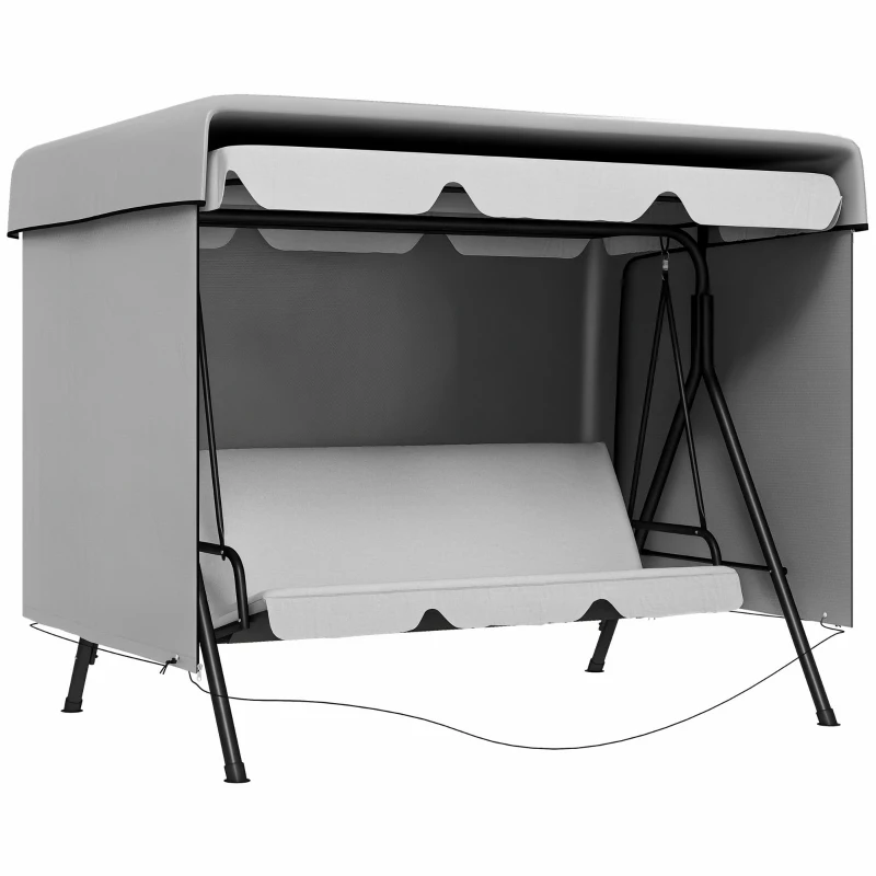 Outsunny Capa Protetora para Baloiço de Jardim de 3 Lugares 215x155x150 cm Cobertura para Móveis de Exterior Cinzento Claro