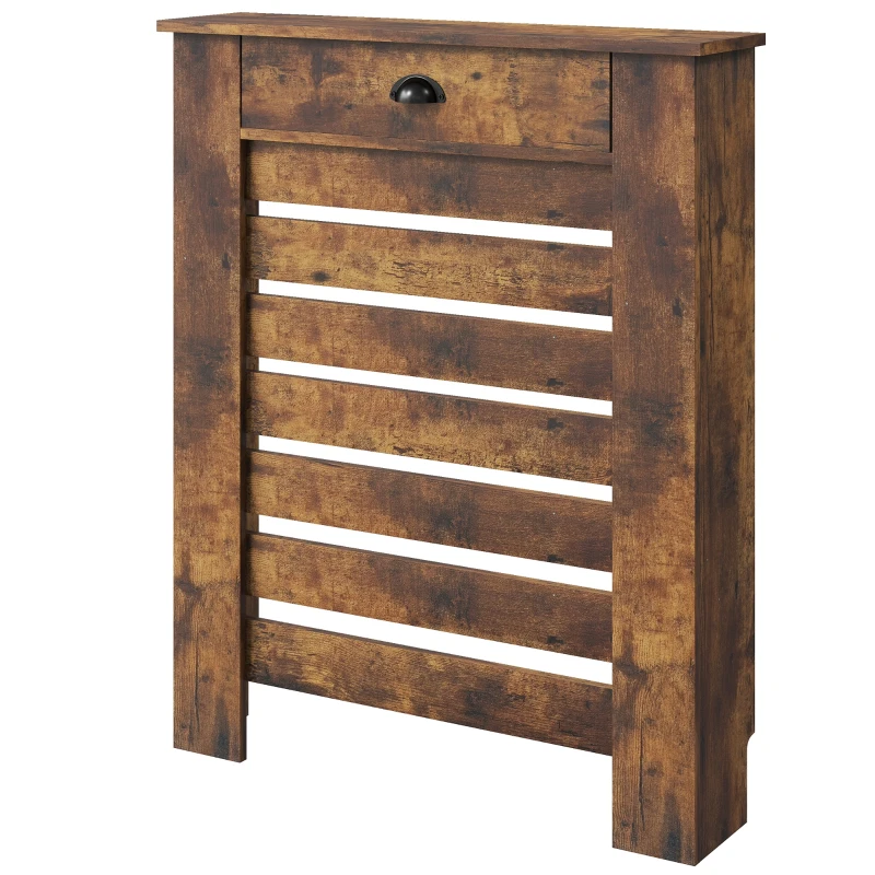 HOMCOM 95.5H x 78Wcm Radiator Cover, with Drawer - Rustic Brown