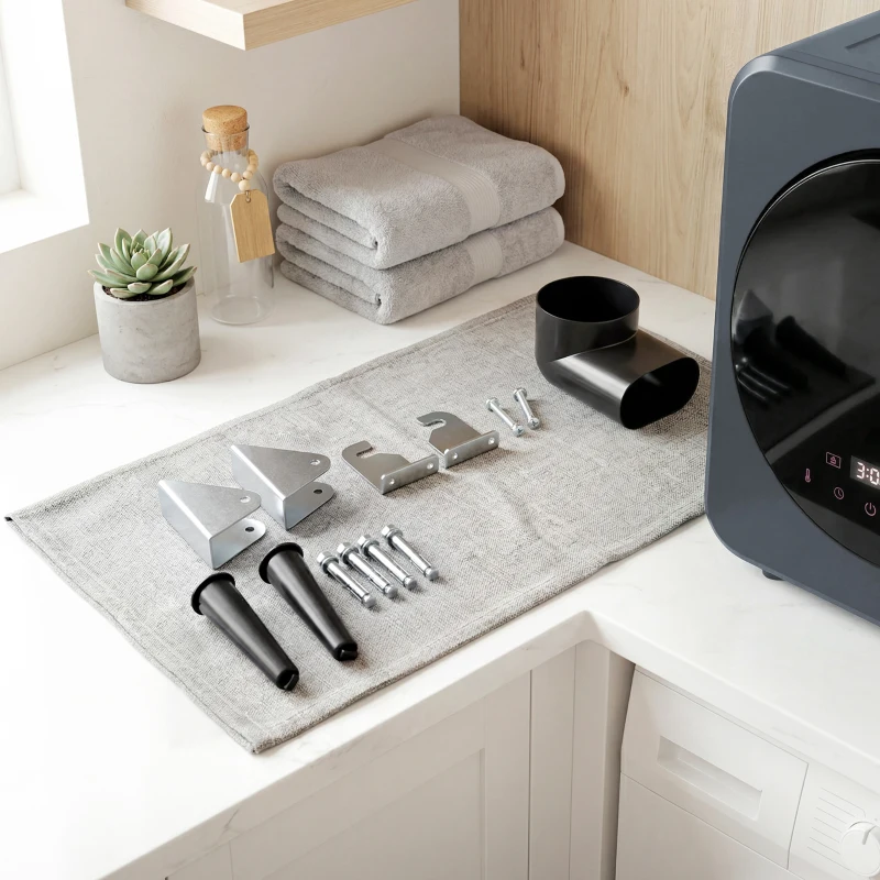 HOMCOM Vented Tumble Dryer, 4kg Front Tumble Dryer with Stainless Steel Tub, 800W Compact Freestanding Grey