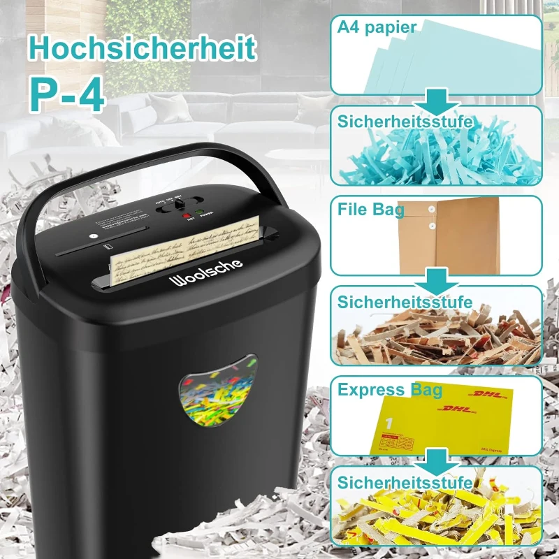 Aktenvernichter, 12-Blatt-Querschnitt mit 6,6-Gallonen-Korb, hohe Sicherheitsstufe P-4, 3-Modus-Design, Aktenvernichter für Karte/CD/Heftklammer/Clip, robuster Aktenvernichter, stausicheres System für das Büro