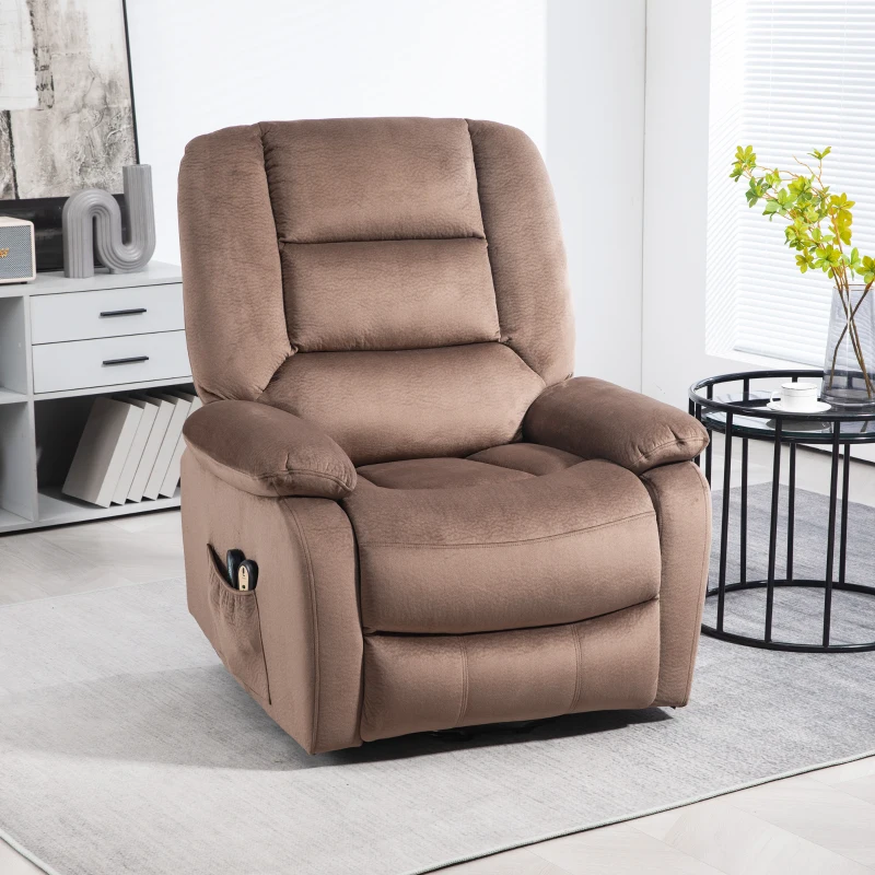 HOMCOM Fauteuil releveur électrique fauteuil relaxant dossier inclinable avec repose-pied télécommandes 90 x 93 x 110 cm marron(m-11)