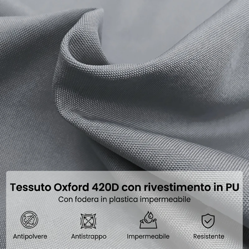 Outsunny Copertura per Ombrellone Impermeabile, Custodia Copri Ombrellone con Cerniera e Laccio, Grigio