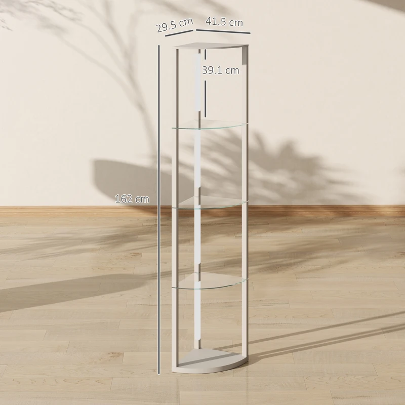 HOMCOM LED Floor Lamp with Shelves, Dimmable Standing Lamp with Foot Switch for Living Room, Bedroom, Grey