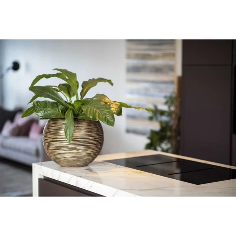 CAPI EUROPE Vase boule RIB NL - 40x32 cm - Noir et Or