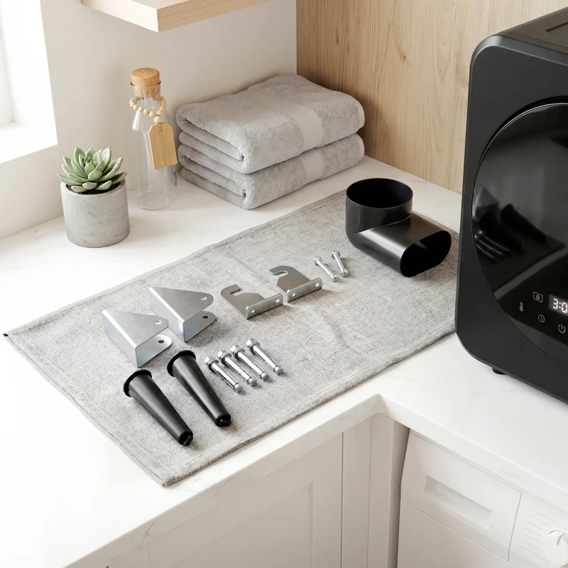 HOMCOM Vented Tumble Dryer, 4 kg Front Tumble Dryer with Stainless Steel Tub, 800W Compact Freestanding Black