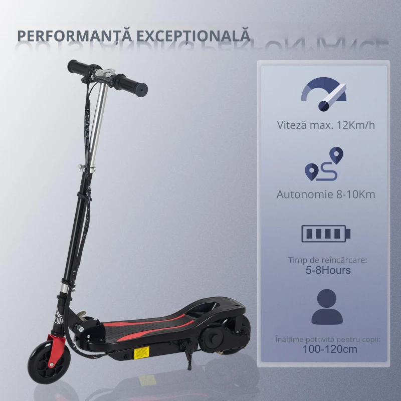 Homcom Trotineta Electrica Pliabila – Neagra, Reglabila & 12 km/h