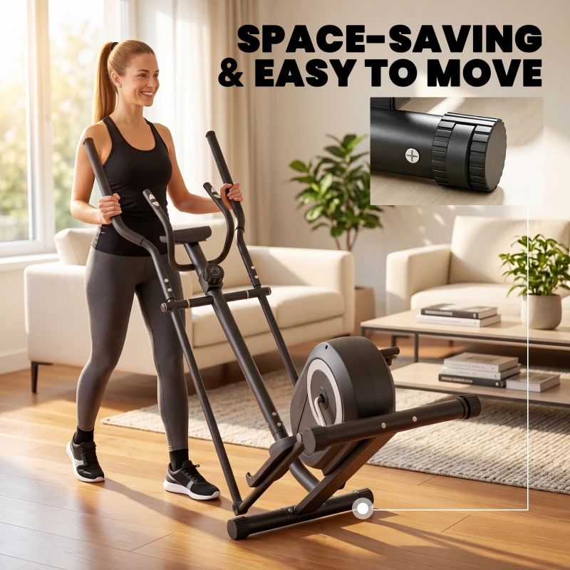 SPORTNOW Vélo Elliptique, Écran LCD, Résistance 8 Niveaux, Capteur Pouls, Bluetooth, Support pour Téléphone, 100x52x153cm, Gris