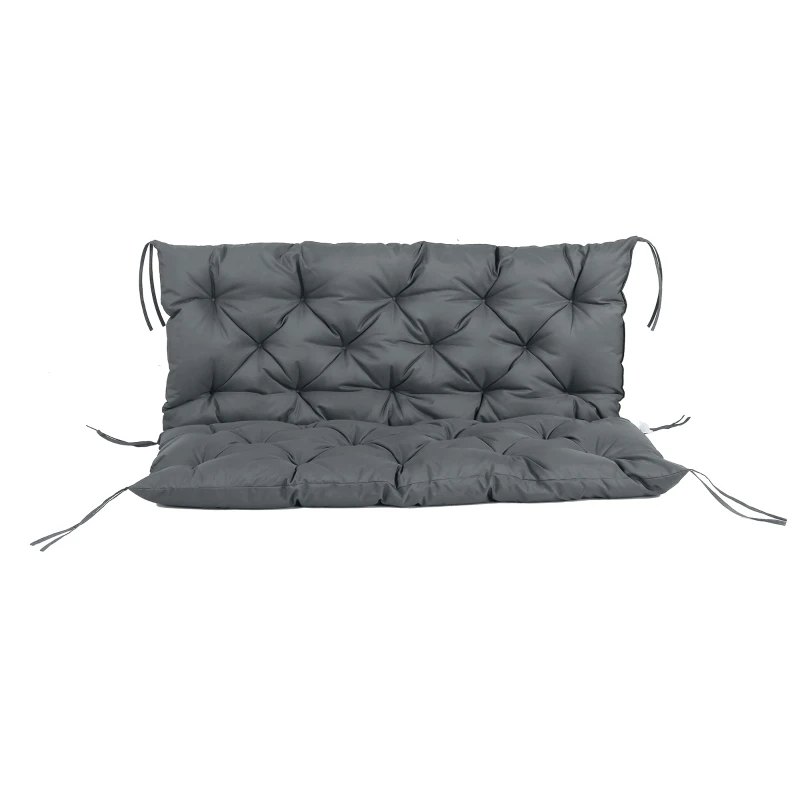 Outsunny Garden Bench Cushion - 2 Seater Swing Chair Cushion, Seat Pad with Ties for Indoor and Outdoor Use, 110 x 120 cm, Dark Grey
