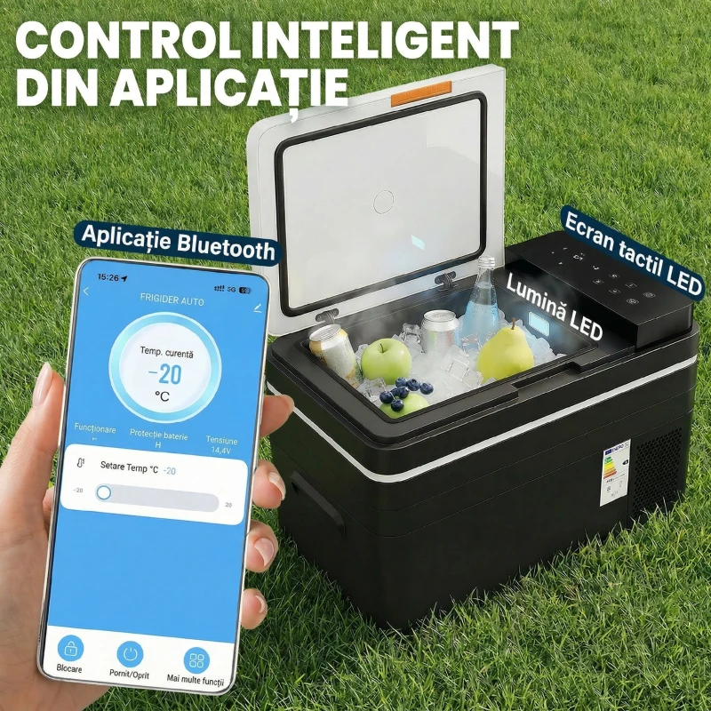 Outsunny Frigider portabil 12V cu adaptor 240V pentru rulote și mașini